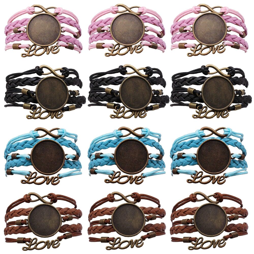 8588 12PCS 25mm adjustable round Cabochon Bezel Disc Rough bracelet